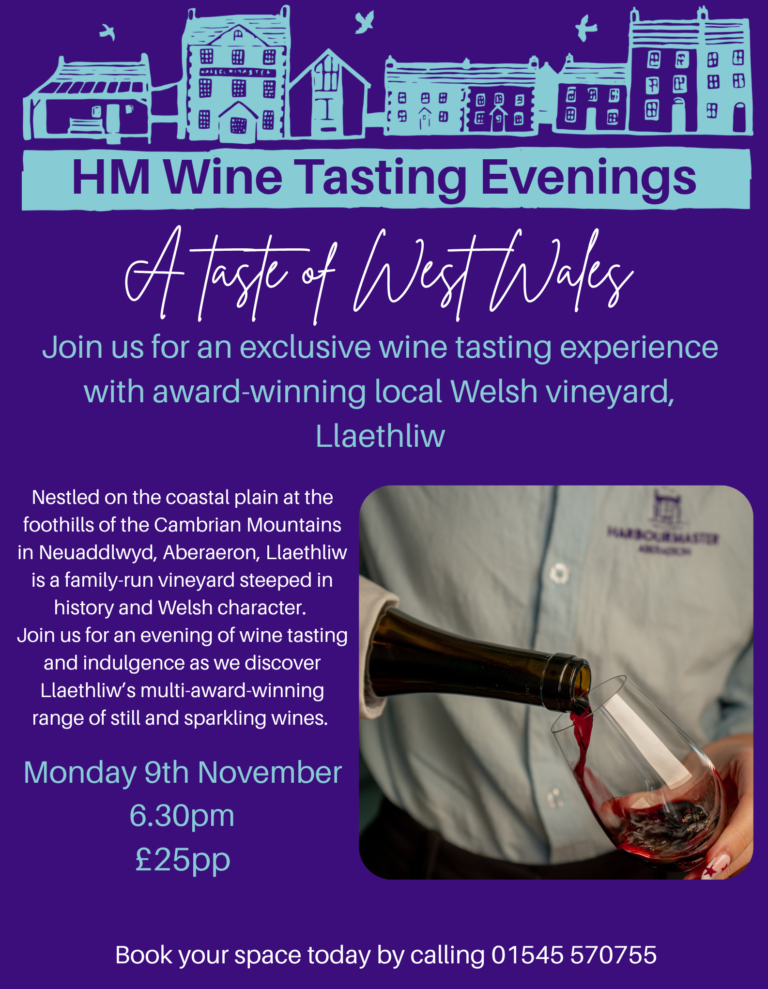 Join us for a wine tasting evening at The Harbourmaster on Monday 9th November, 2026